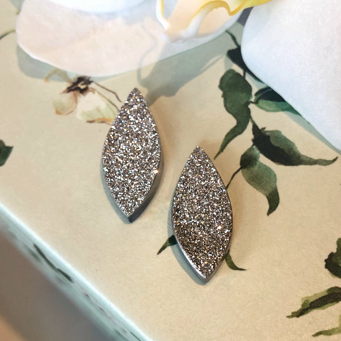 Platinum Plated Druzy Pair