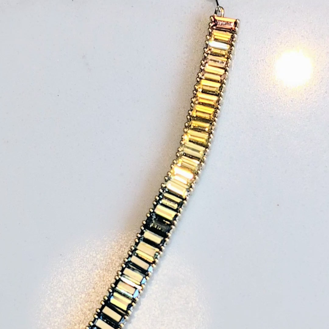 Rainbow Sapphire Baguette Necklace