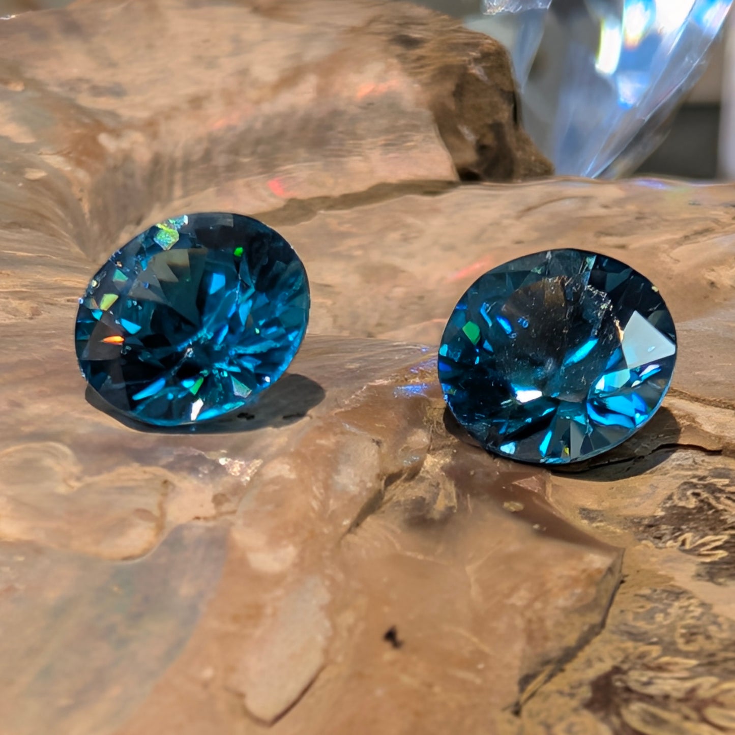 Pair of Round Blue Zircon 2=5.07ct