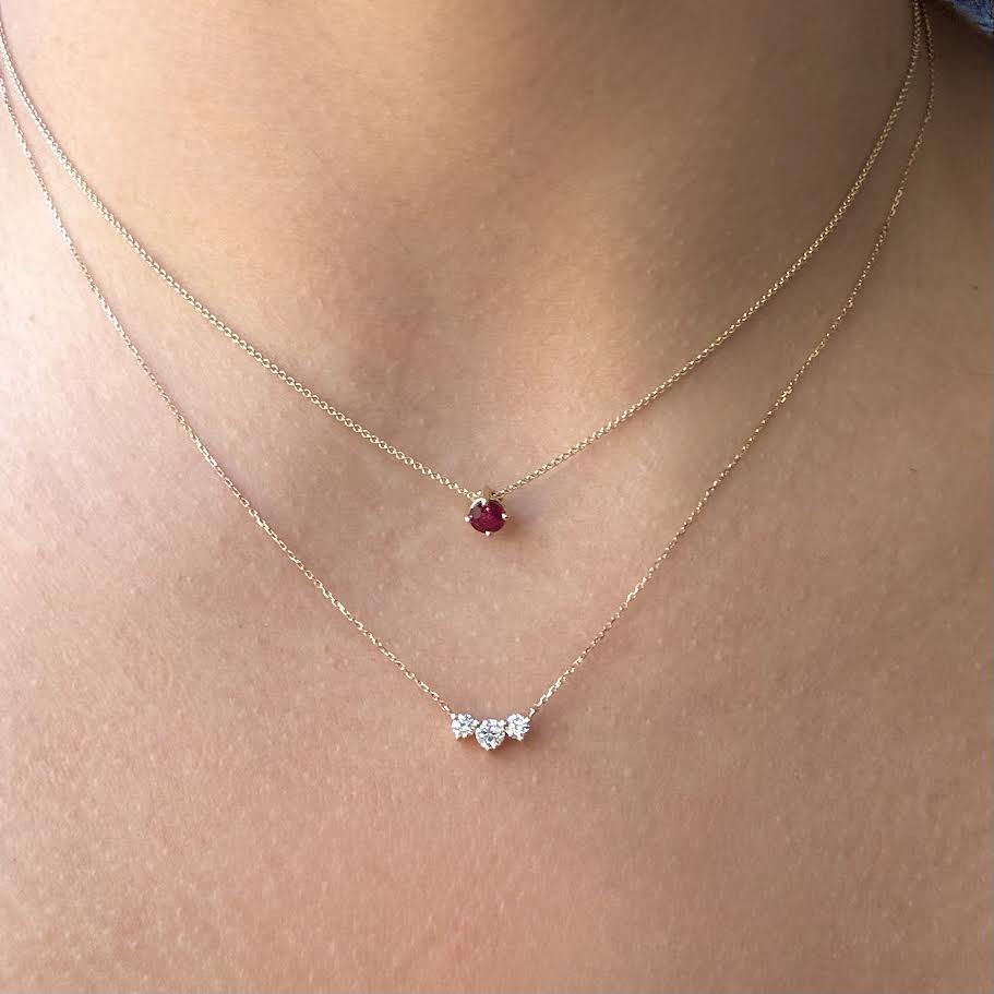 Three Stone Diamond Necklace
