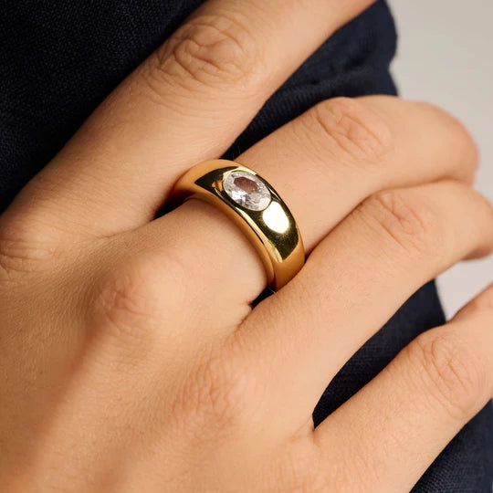 Wide Dome CZ Ring