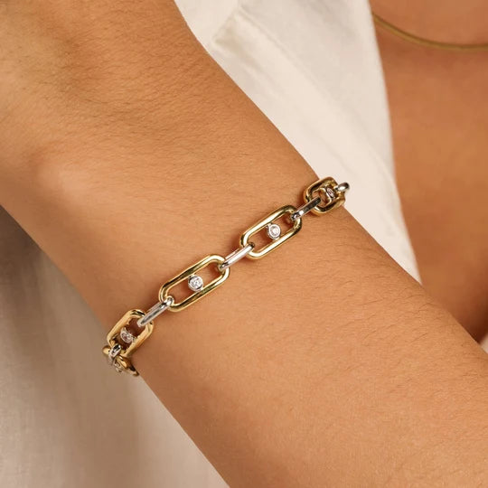 Chunky Bezel CZ Link Bracelet