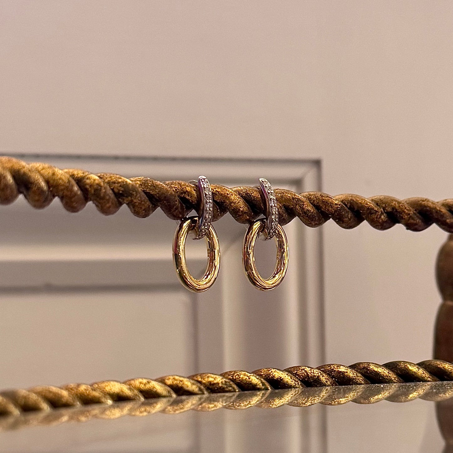 CZ Hinged Huggie with Gold Charm