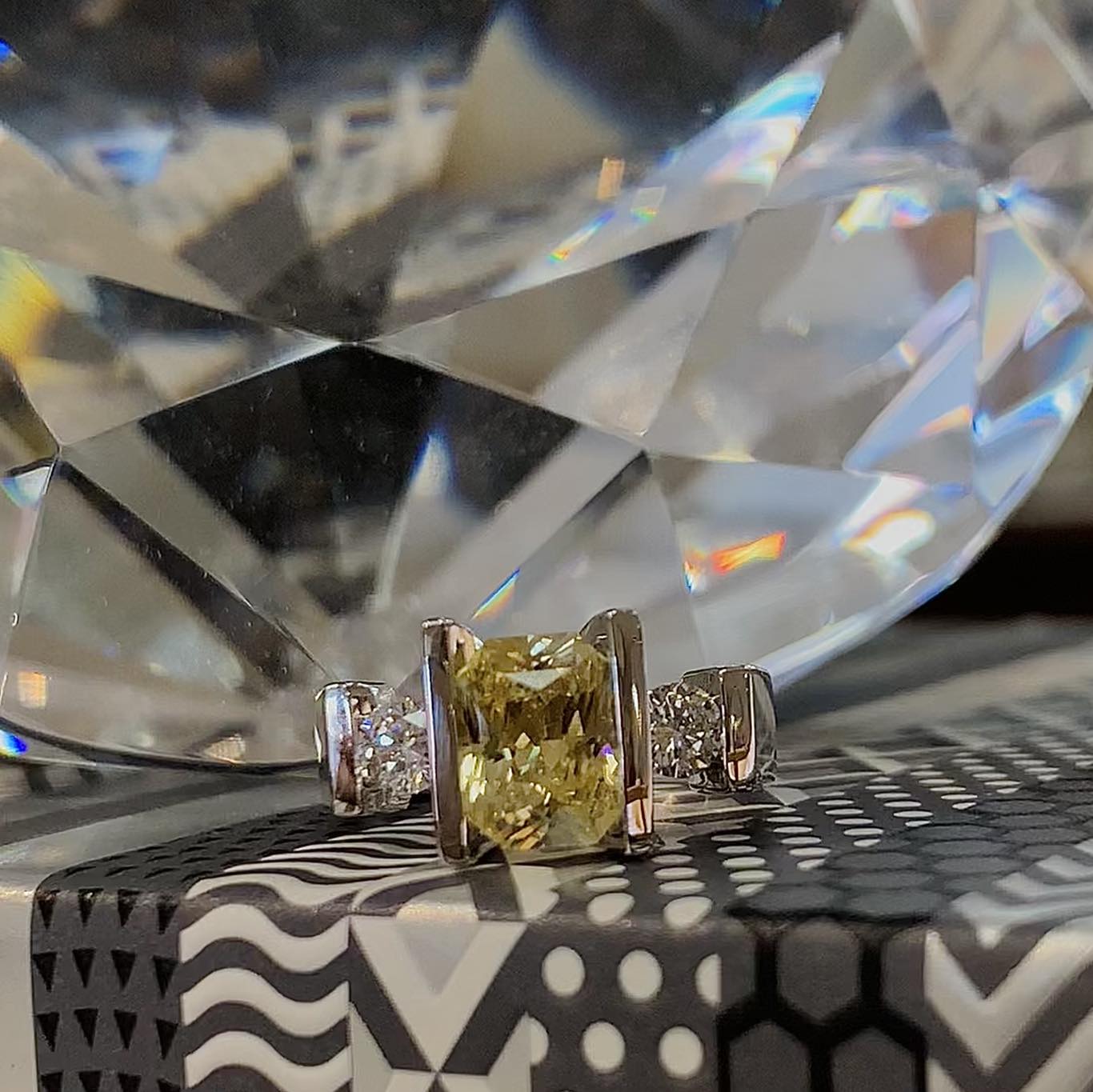 Yellow Sapphire and Diamond Ring
