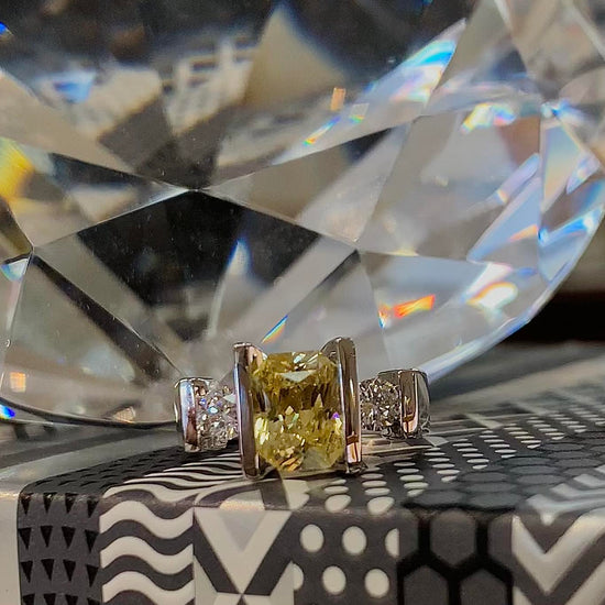 Yellow Sapphire and Diamond Ring