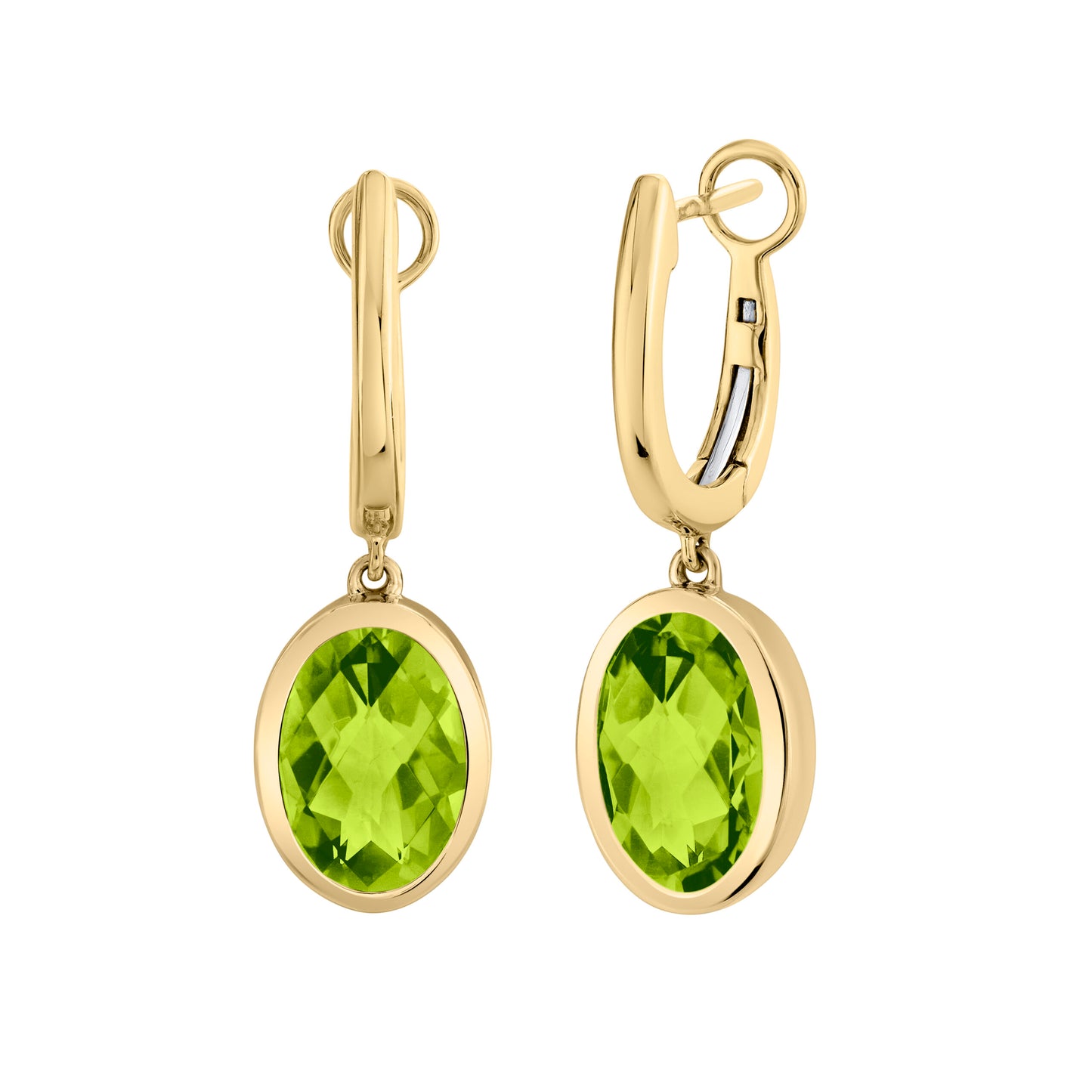 Peridot Oval Checkerboard Drop Earrings