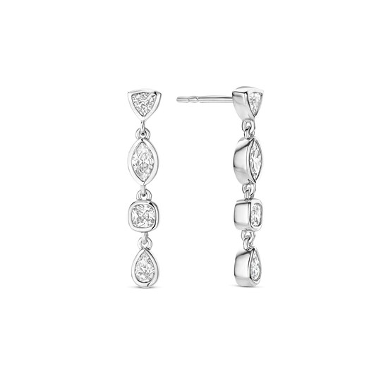 Mixed Shape CZ Drop Earrings