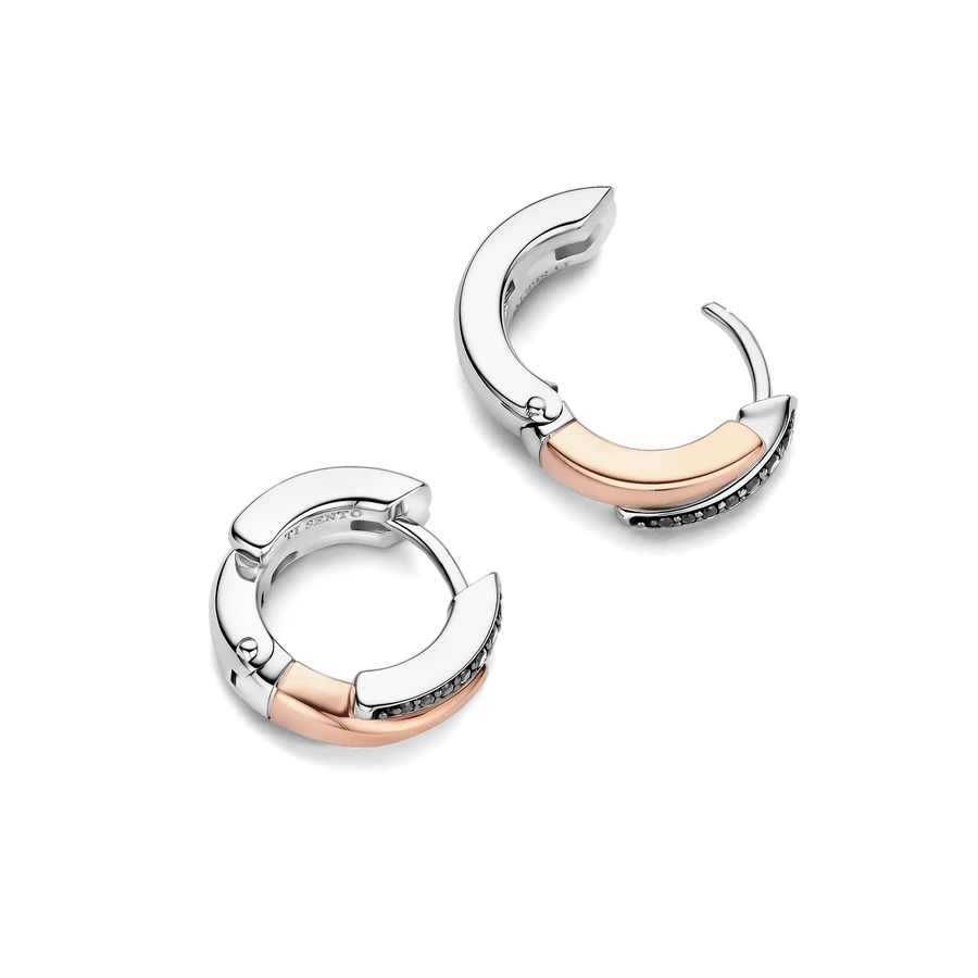 Black CZ 'Duo' Wave Hoops