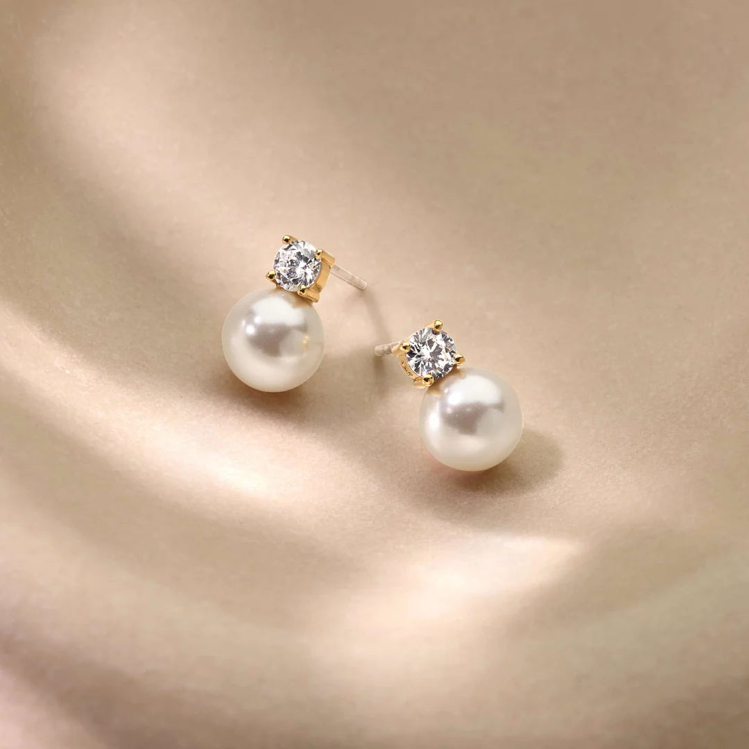 Classic Pearl CZ Post Earring
