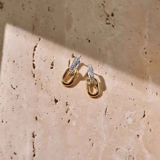 paperclip huggie dangle earrings