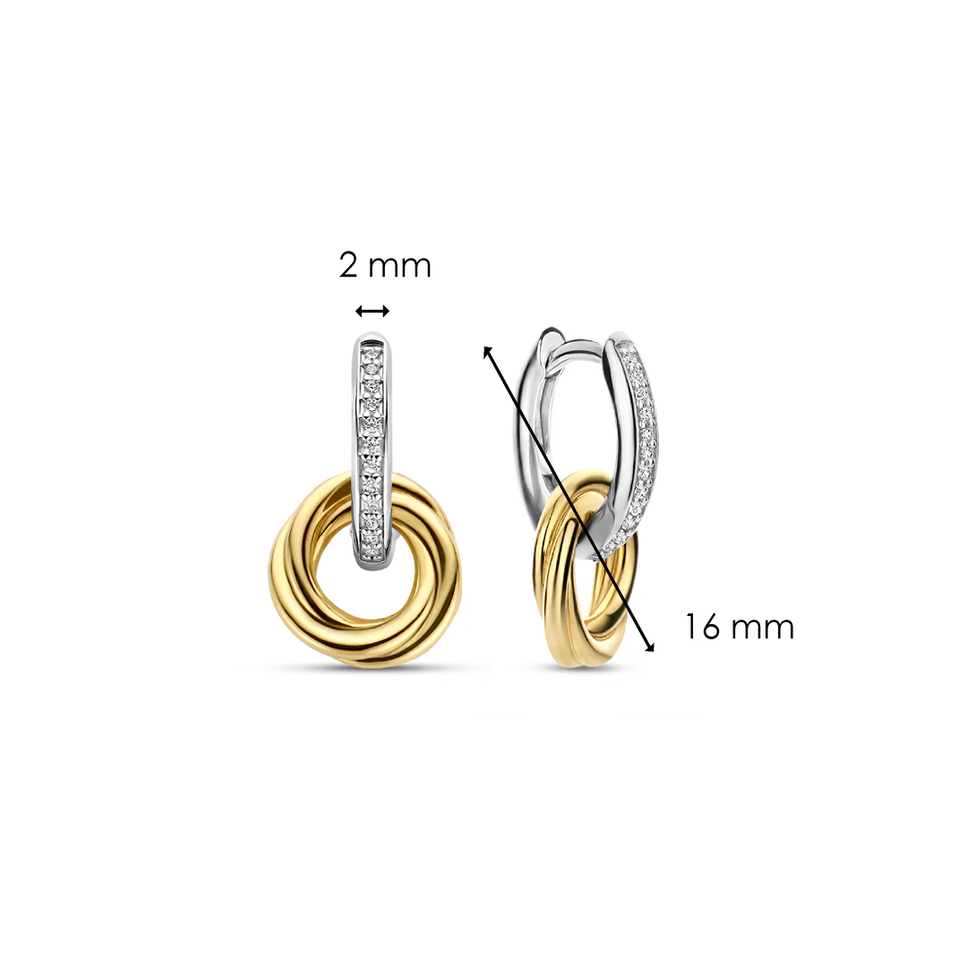 Cz and Twist Double Hoop