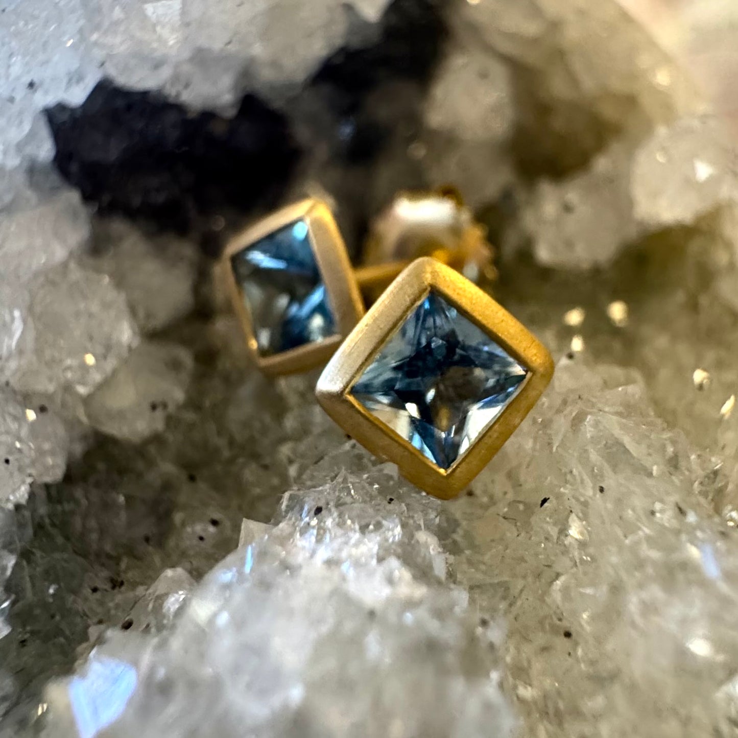 Aquamarine Princess Studs
