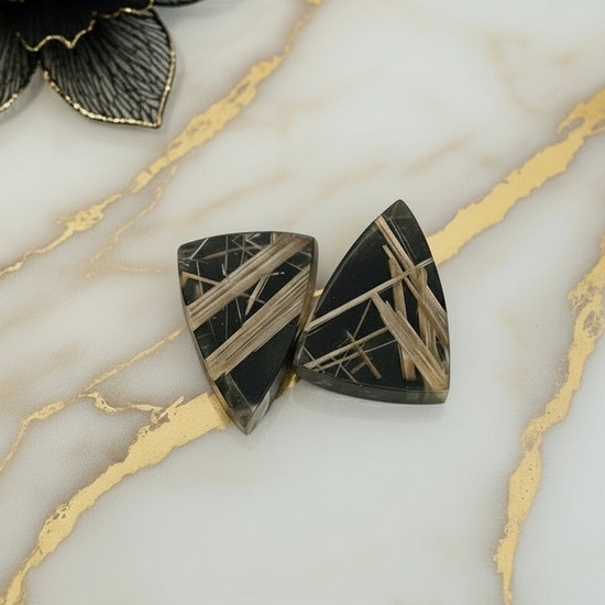 Onyx Black Rutile Quartz Pair Shield