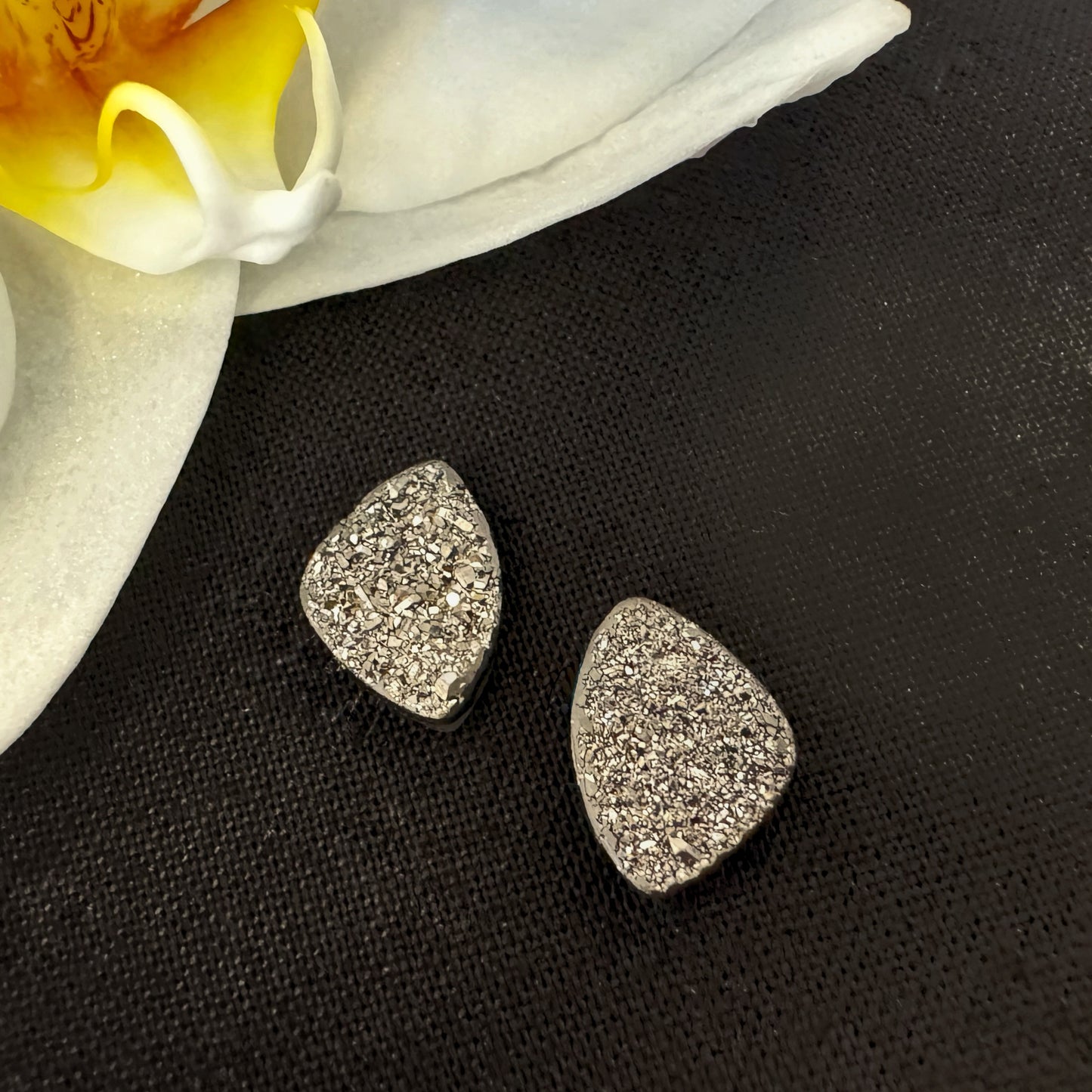 Platinum Plated Druzy Pair