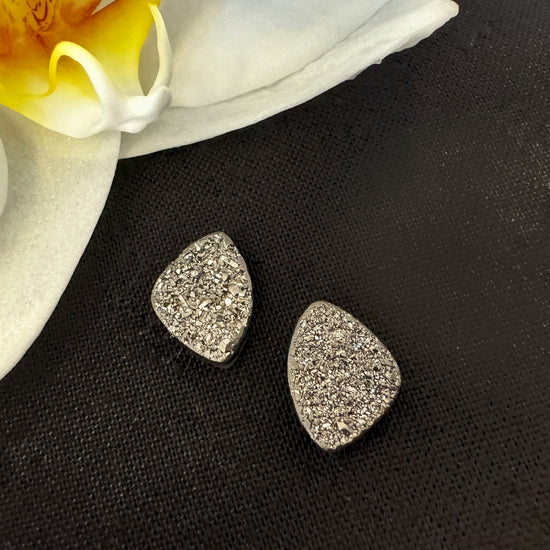 Platinum Plated Druzy Pair