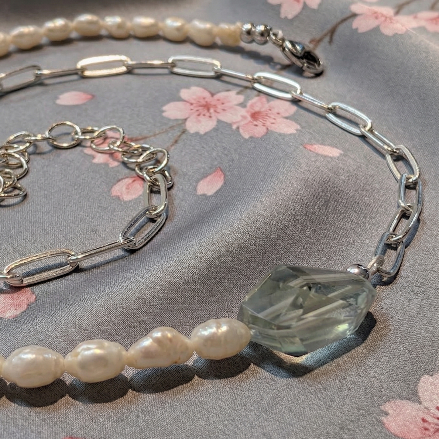 Pearl and Quartz Beaded Chain Necklace