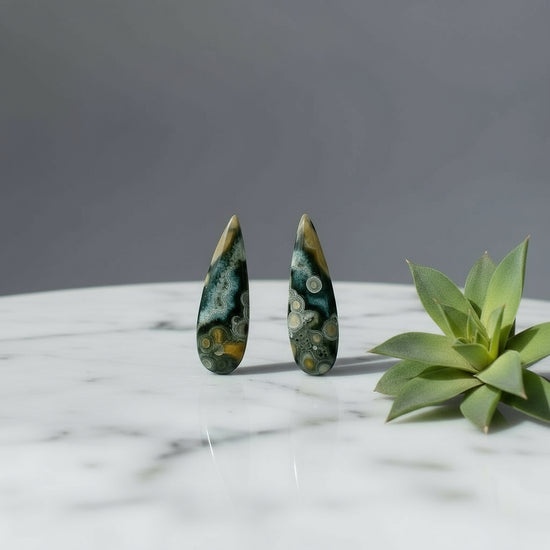 Orbicular Jasper Pear Large Pair