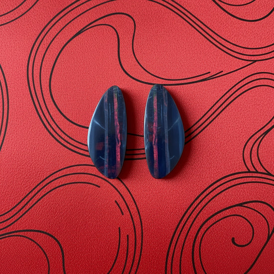 Red Stripe Opal Doublet Pair