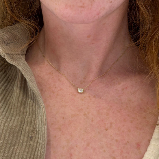 Emerald Cut Diamond Solitaire Necklace