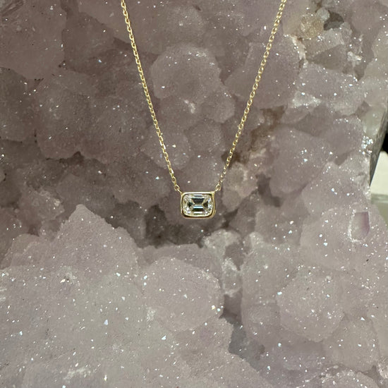 Emerald Cut Diamond Solitaire Necklace