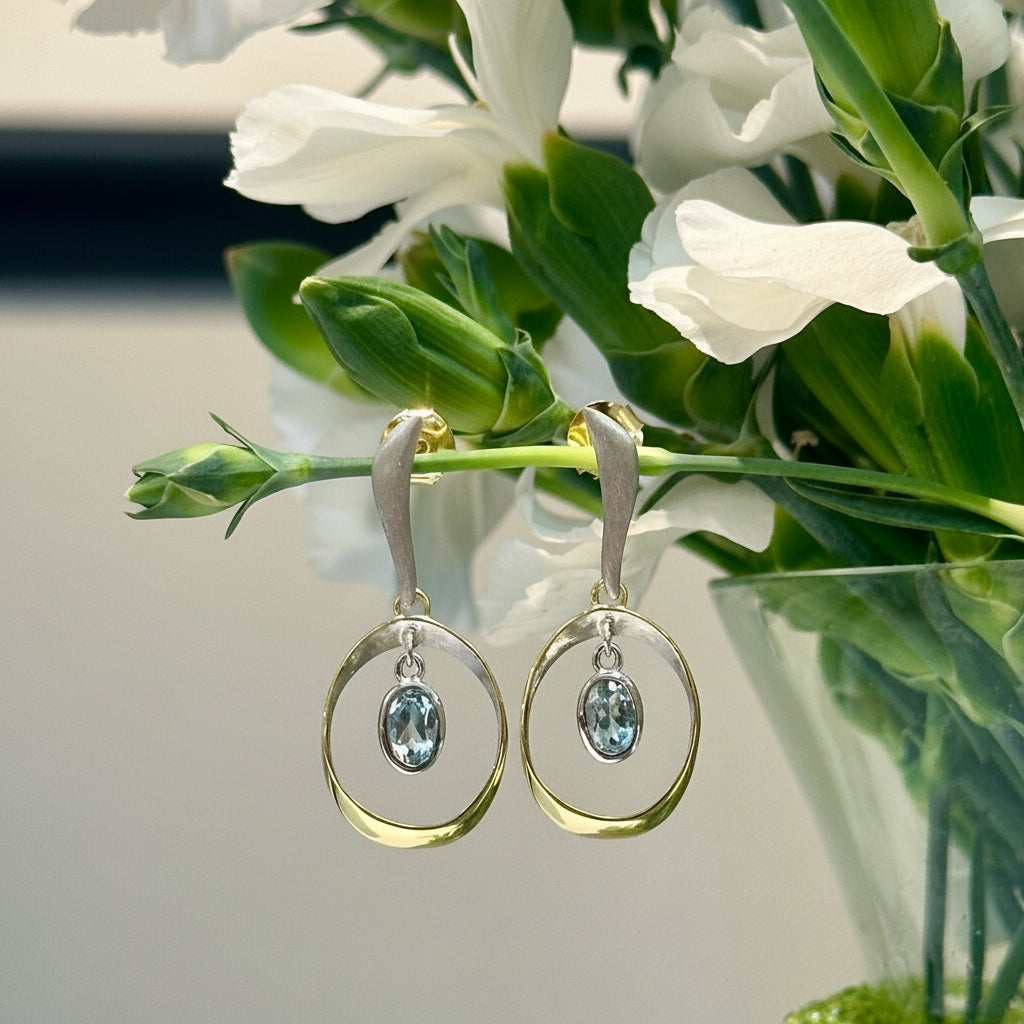 "Bubble" Blue Topaz Earring