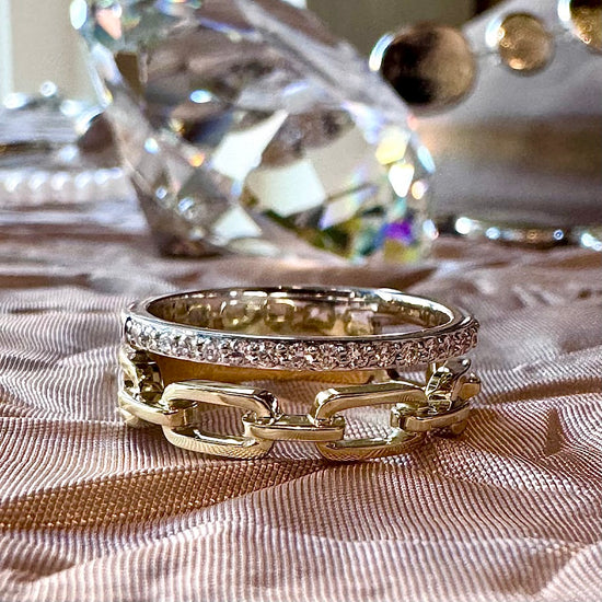 Diamond Chain Link Ring