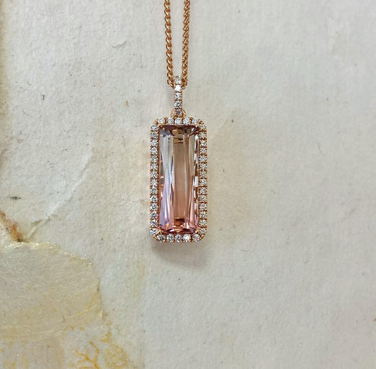 Zoma Color Pink Tourmaline and Diamond Pendant