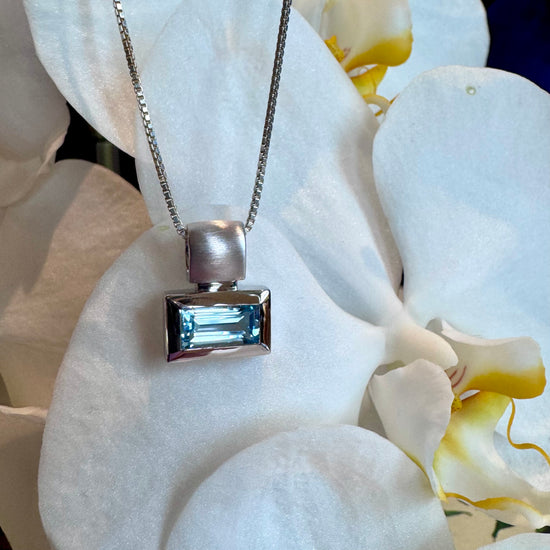 Blue Topaz Baguette Pendant