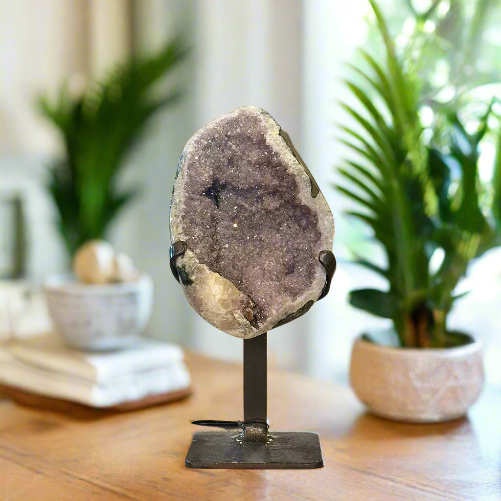 Mauve Lavender Quartz & Calcite Geode