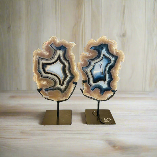 Druzy Agate Slice Pair