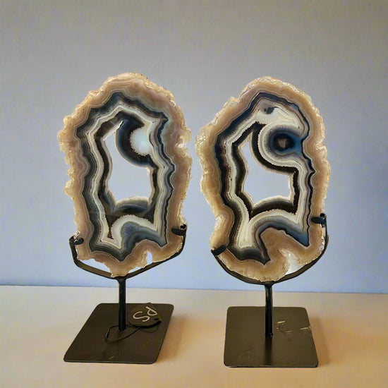 Druzy Agate Slice Pair