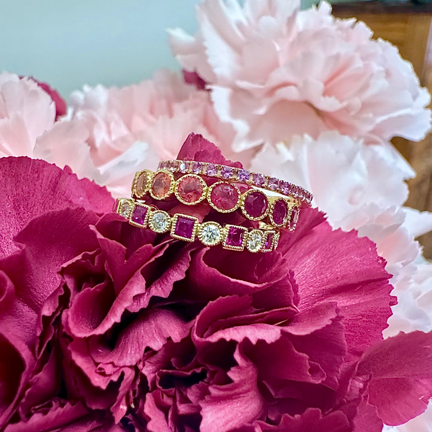 Rainbow Sapphire Eternity Band