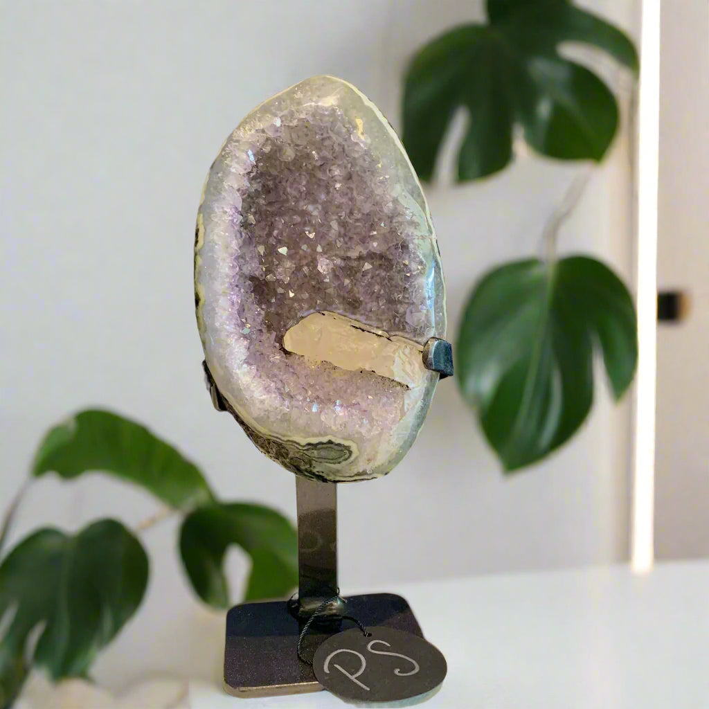 Mauve Lavender Quartz & Calcite Geode