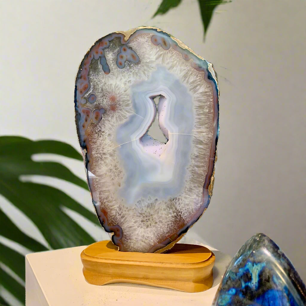 Icy Lace Agate Slice