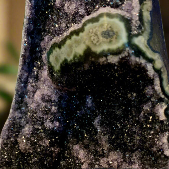 Lavender Charcoal Quartz Geode