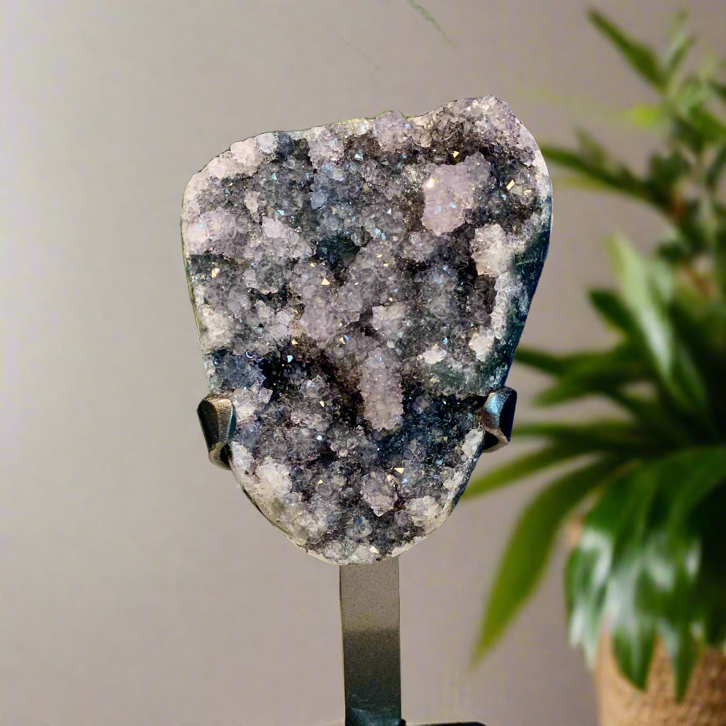 Lavender Charcoal Quartz Geode