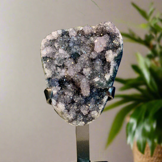 Lavender Charcoal Quartz Geode