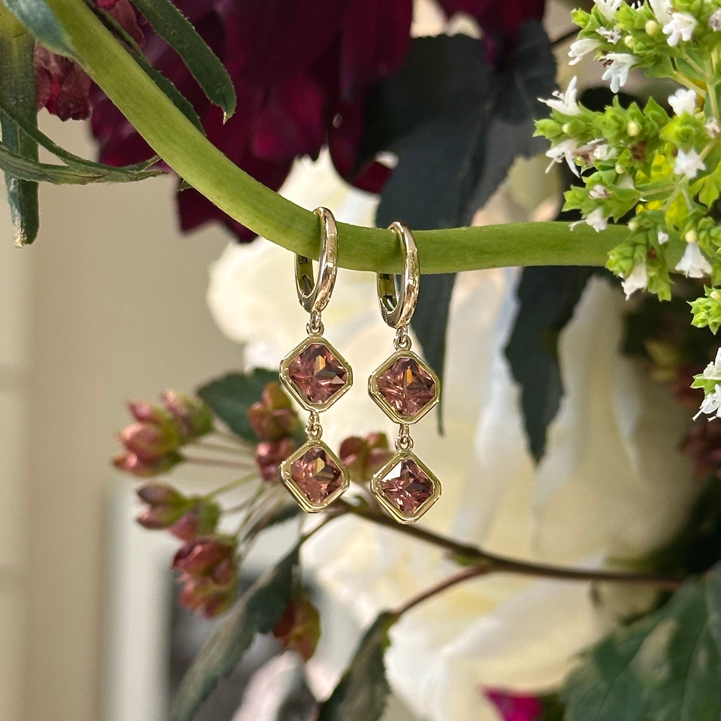 Rose Zircon Drop Dangles