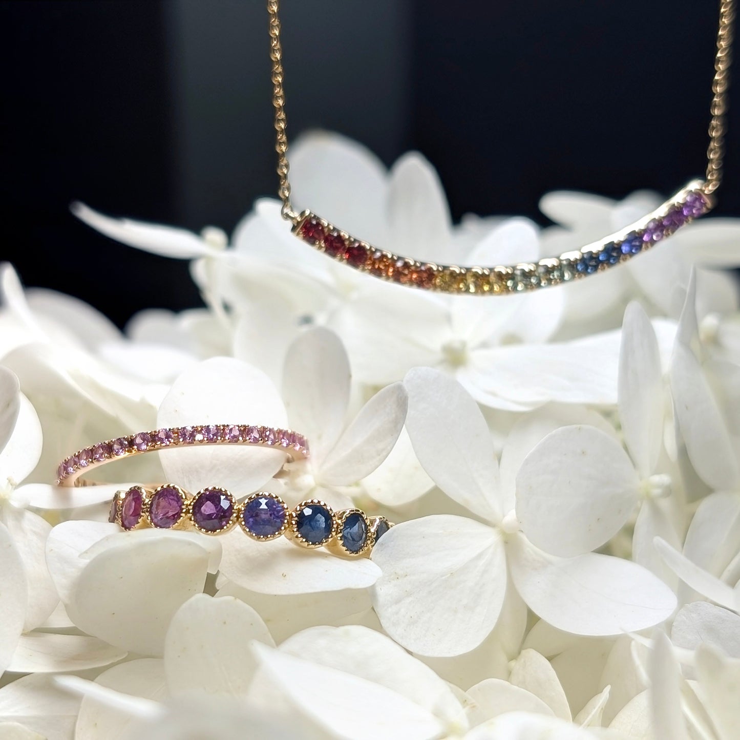 Rainbow Sapphire Eternity Band