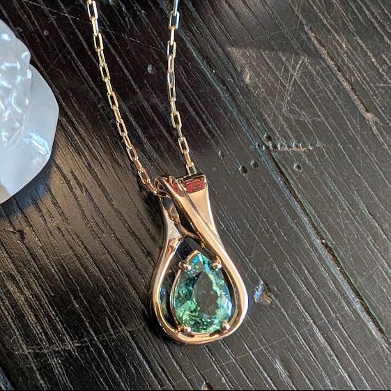 Carved Loop Pendant with Tourmaline