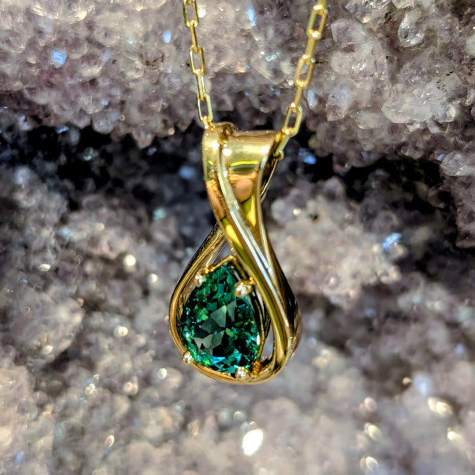 Carved Loop Pendant with Tourmaline