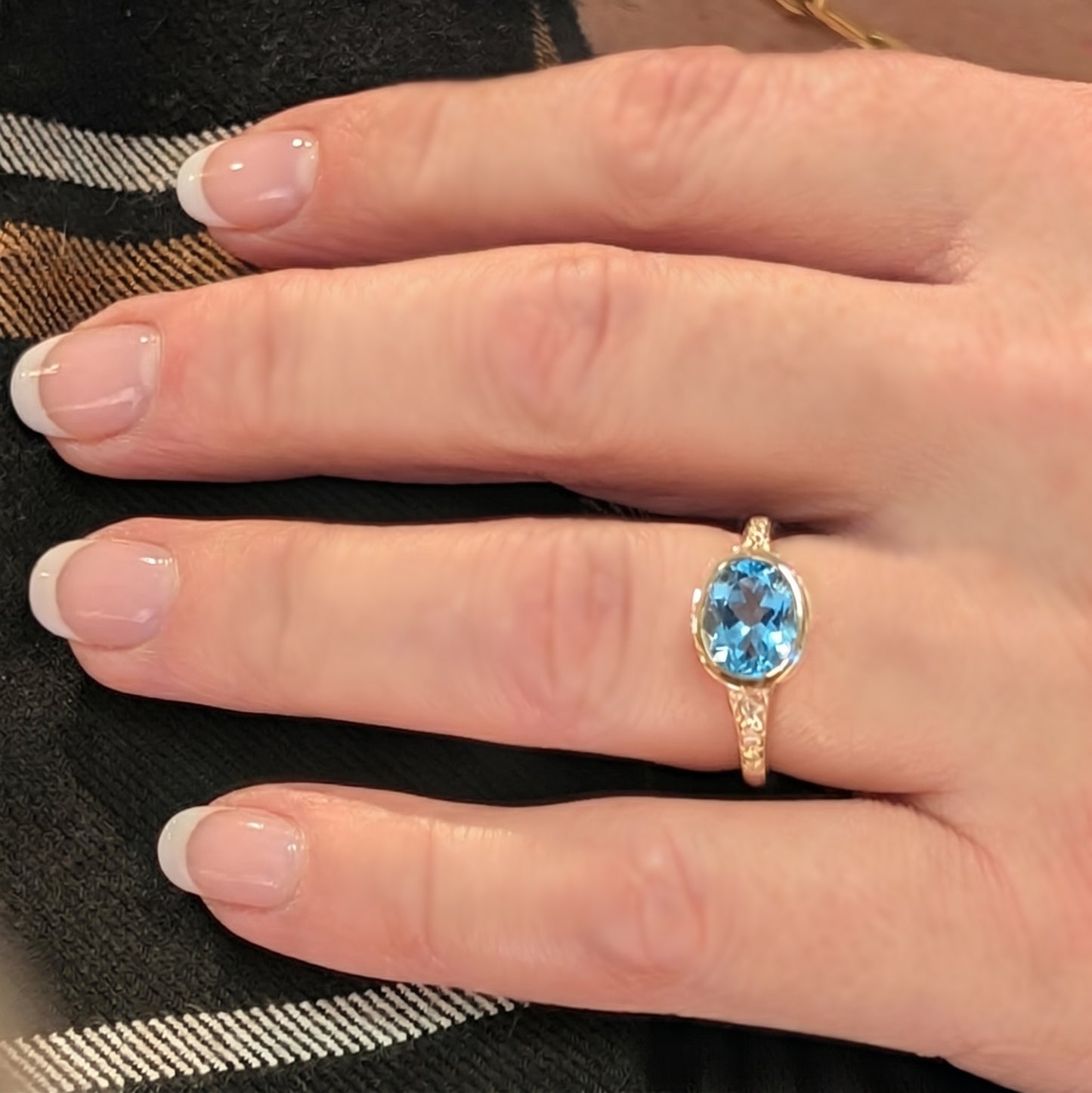 Blue Topaz Bezel Pavé Ring