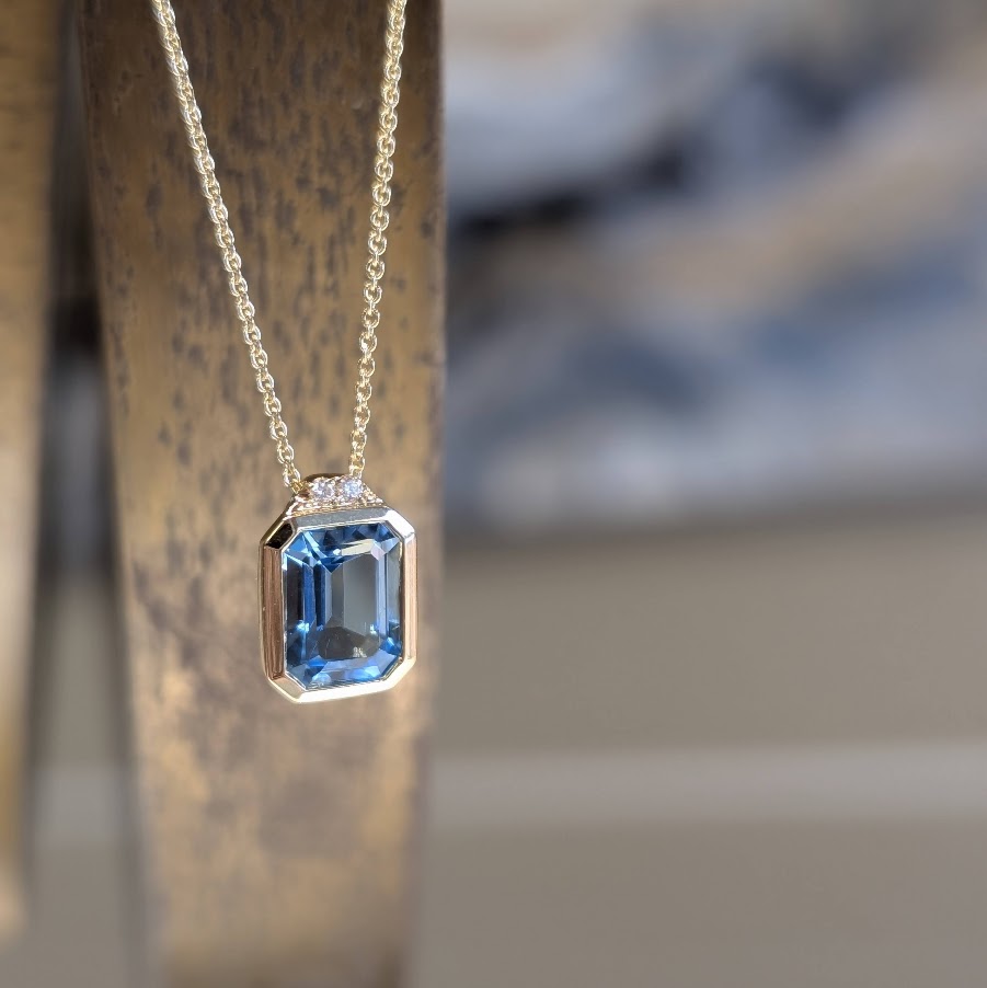 Bezel Topaz Slide with Pavé