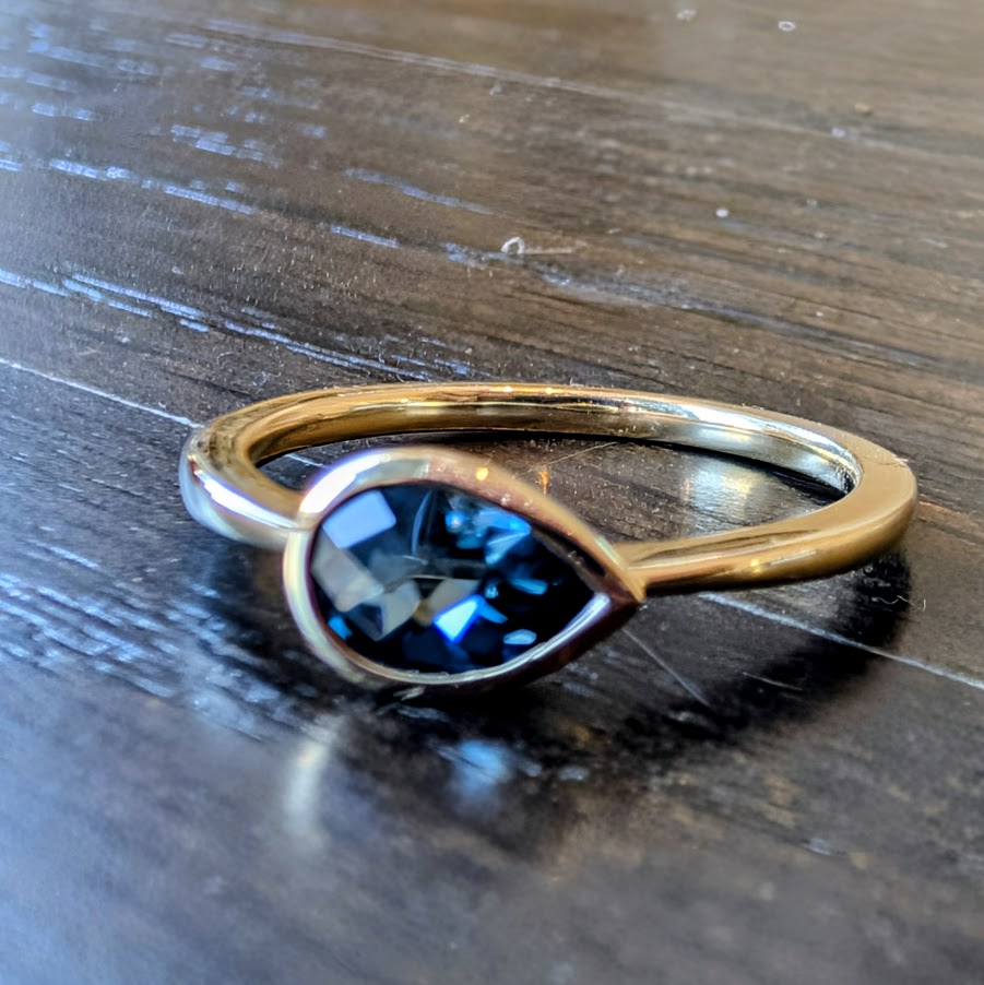 Horizontal Pear Topaz Ring