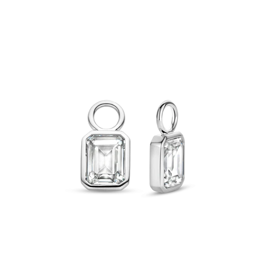 Photo of Cubic Zirconia Earring Charms in a decorative scene, designed by , available at Plumb Gold & Plumb Silver