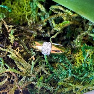 Photo of Domed Cubic Zirconia Ring in a decorative scene, designed by , available at Plumb Gold & Plumb Silver