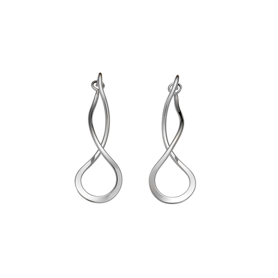 Photo of Endless Braid Earrings in a decorative scene, designed by -, available at Plumb Gold & Plumb Silver