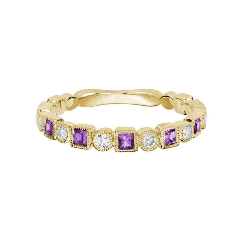 Photo of Gemstone Stackable Ring in a decorative scene, designed by , available at Plumb Gold & Plumb Silver