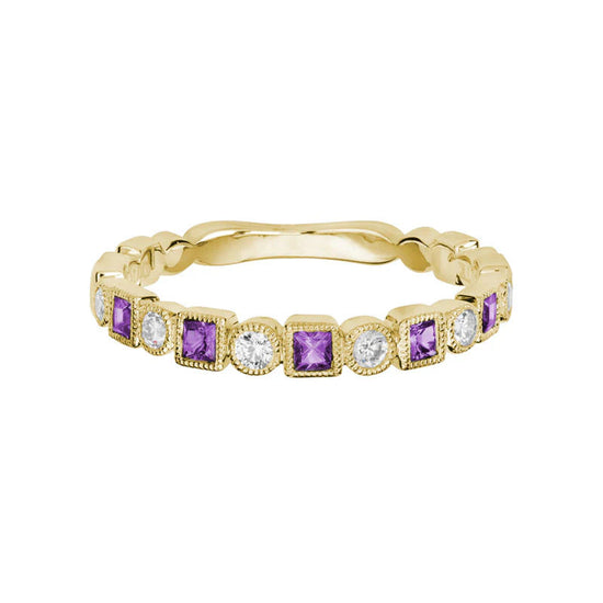 Photo of Gemstone Stackable Ring in a decorative scene, designed by , available at Plumb Gold & Plumb Silver
