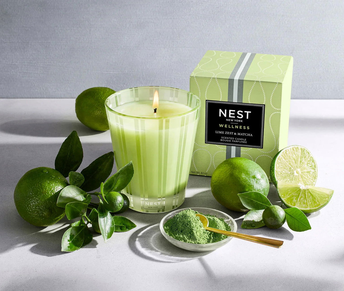 Photo of Lime Zest & Matcha Wellness in a decorative scene, designed by , available at Plumb Gold & Plumb Silver